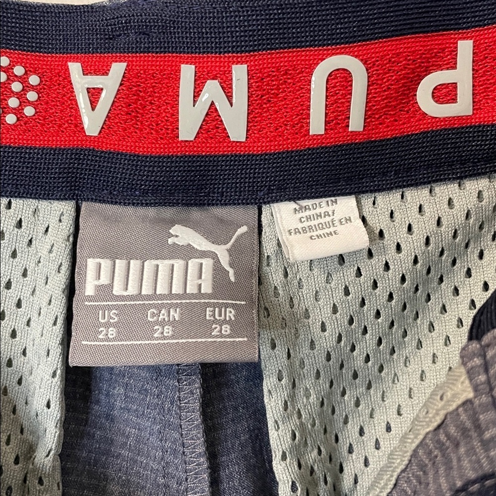 Puma Shorts Like New Men’s Flat Front Striped Navy Heathered Size 28 Golf - Picture 4 of 6